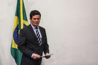 O ministro da Justiça e Segurança Pública, Sergio Moro, durante anúncio de sua saída do governo