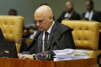 O Ministro Alexandre Moraes durante votação no Supremo Tribunal Federal (STF) em Brasíllia (DF)