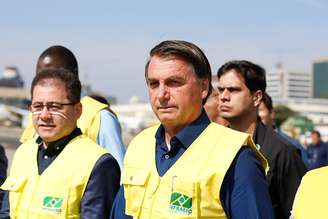 Presidente durante durante visita às obras de recuperação da pista principal do Aeroporto de Congonhas