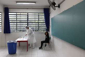 Agente de saúde prepara teste de Covid-19 para aplicar em estudante nos arredores de São Paulo
15/10/2020
REUTERS/Amanda Perobelli