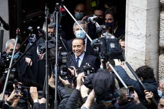 Berlusconi em uma de suas últimas aparições públicas, em fevereiro de 2021