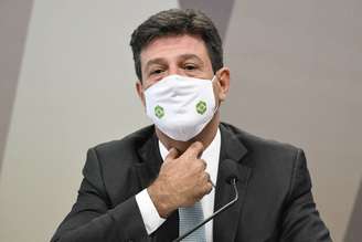 O ex-ministro da Saúde Luiz Henrique Mandetta durante depoimento na CPI da Covid 