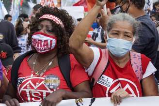 Protesto contra o Presidente Jair Bolsonaro, realizado na cidade do Rio de Janeiro, RJ, neste sábado, 19