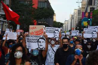 Protesto contra o Presidente Jair Bolsonaro, realizado na cidade de Paulista, na cidade de São Paulo