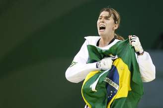 Natália Falavigna na conquista da medalha de bronze em 2008. (Foto: Divulgação/Nathan Campos)