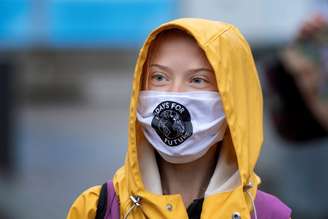 Greta Thunberg em protesto em Estocolmo (Fridays For Future) no Parlamento sueco em Estocolmo
9/10/2020
Jessica Gow/TT News Agency/via REUTERS