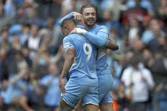 Gabriel Jesus foi eleito o melhor do jogo na goleada do Manchester City sobre o Norwich (Foto: ADRIAN DENNIS / AFP)