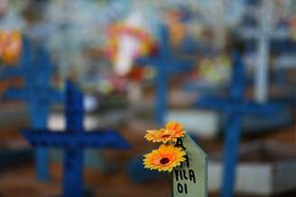 Túmulo de vítima da Covid-19 em cemitério de Manaus (AM) 
20/05/2021
REUTERS/Bruno Kelly
