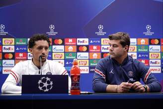 Marquinhos e Mauricio Pochettino durante entrevista coletiva nesta terça-feira