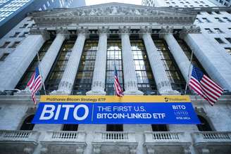 Entrada da Bolsa de Nova York na estreia do BITO, ETF de Bitcoin