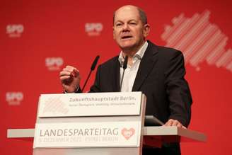 Olaf Scholz durante convenção do Partido Social-Democrata da Alemanha em Berlim
05/12/2021 REUTERS/Christian Mang
