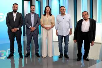 Candidatos ao governo do Rio, Cláudio Castro (PL), Marcelo Freixo (PSB), Rodrigo Neves (PDT) e Paulo Ganime (NOVO) -- da esquerda para a direita--, participaram de último debate antes do 1º turno