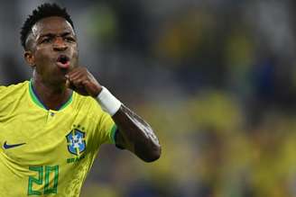 Vini Jr marcou seu primeiro gol nesta Copa do Mundo (Foto: MANAN VATSYAYANA / AFP)