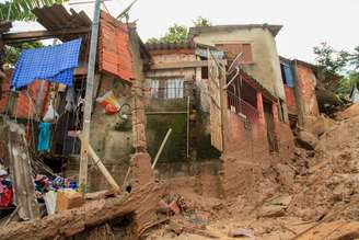 Casas em São Sebastião atingidas pelos deslizamentos de terra provocados pelo temporal recorde dos dias 19 e 20 de fevereiro 