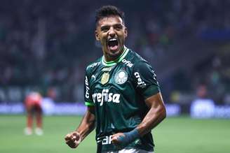 Gabriel Menino, do Palmeiras, comemora gol marcado contra o Tombense pela Copa do Brasil nesta quarta-feira, 12.