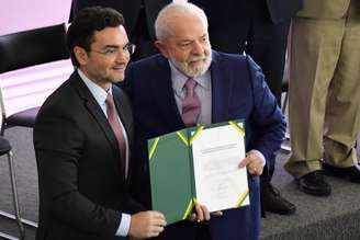 O presidente da República, Luiz Inácio Lula da Silva (PT), durante a posse do novo ministro do Turismo, Celso Sabino (União)