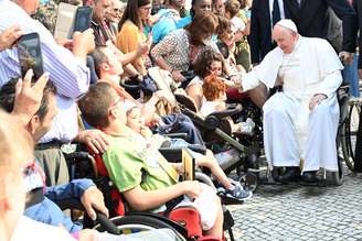 Francisco durante visita a Fátima em Portugal