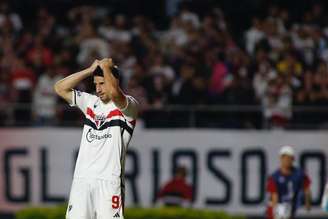 Calleri durante a partida da eliminação contra a LDU 