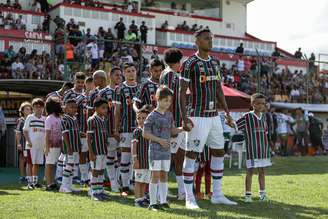 Time do Fluminense antes do jogo contra a Portuguesa-RJ 