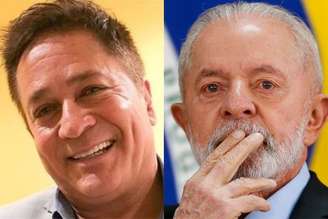 O cantor Leonardo (à esquerda) e o presidente Luiz Inácio Lula da Silva (à direita)