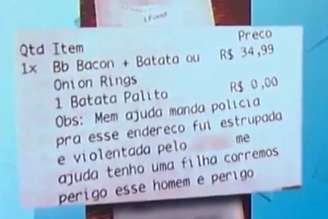 Mulher usou mensagem em aplicativo de entrega de comida para pedir socorro