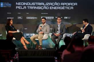 Fabrício Silveira, Rodrigo Fagundes Cezar e Rodrigo Pupo durante evento do Estadão na Fiesp, em São Paulo