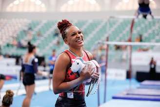 Rebeca Andrade durante o Campeonato Brasileiro de Ginástica Artística, em João Pessoa