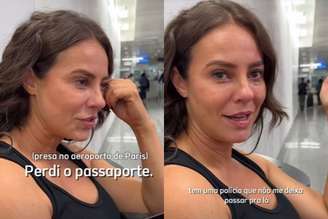 Paolla Oliveira durante sufoco no aeroporto