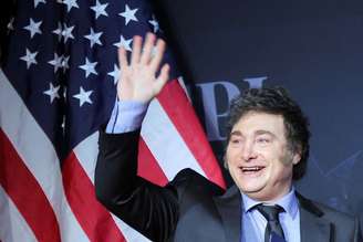 O presidente argentino Javier Milei durante festa de gala promovida por pelo 'America First Policy Institute' (AFPI) nos Estados Unidos (14/11/2024)