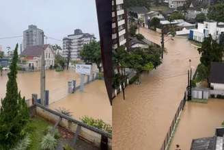 Ruas alagadas em Santa Catarina