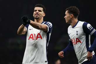 Dominic Solanke (Tottenham) comemorando seu gol contra o Chelsea, no dia 08.12.2024 