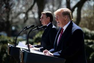 Jair Bolsonaro e Donald Trump durante coletiva na Casa Brancabbb sporting bet2019, quando ambos eram presidentes de seus países