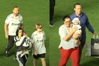 Apresentação na Vila Belmiro reúne os três filhos de Neymar, em público, pela primeira vez