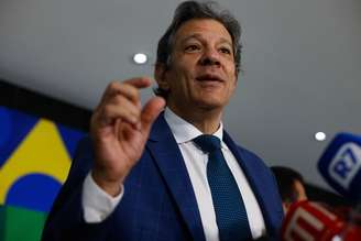 O ministro da Fazenda, Fernando Haddad, durante coletiva de imprensa.
