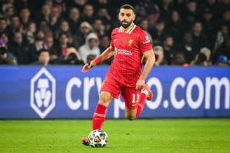 Mohamed Salah (Liverpool) durante jogo contra o PSG, no dia 05.03.2025 