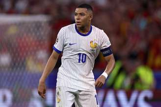 Kylian Mbappé (França) durante jogo contra a Espanha, no dia 09.07.2024 
