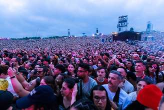 Show do cantor Benson Boone no Lollapalooza, em São Paulo.