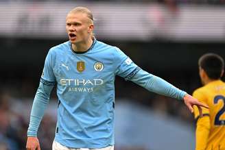 Erling Haaland (Manchester City) durante jogo contra o Brighton, no dia 15.03.2025 