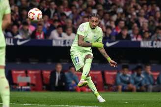 Raphinha (Barcelona) durante jogo contra o Atlético de Madrid, no dia 02.04.2025  