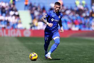 Carles Perez (Getafe) durante jogo contra o Villarreal, no dia 30.03.2025 