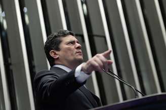 O senador Sergio Moro (União-PR) no plenário do Senado Federal