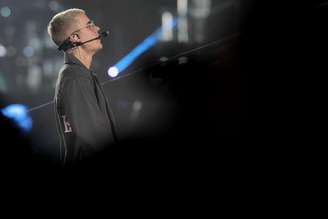 Justin Bieber durante show no Allianz Parque, em São Paulo, em 2017.