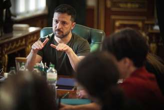 O presidente da Ucrânia, Volodymyr Zelensky.
