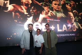 João Pedro Paes Leme, Manoela Penna e Bruno Fratus durante evento do COB