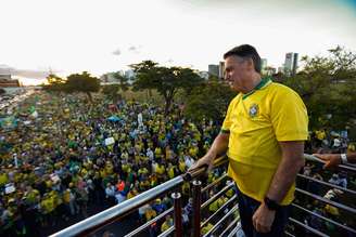 O ex-presidente Jair Bolsonaro (PL) em ato pró-anistia em Brasília no mês de maio