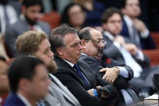 Jair Bolsonaro durante interrogatório na sala da Primeira Turma do Supremo Tribunal Federal (STF), em Brasília