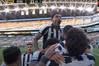 Jogadores do Botafogo comemoram primeiro gol contra o Seattle Sounders, pelo Mundial de Clubes, neste domingo, 15, nos Estados Unidos