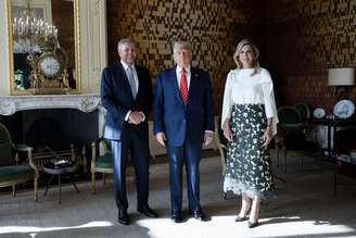 Donald Trump na companhia dos reis holandeses, Willem-Alexander e Zorreguieta