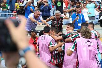 Jogadores do Fluminense comemoram gol contra o Al Hilal