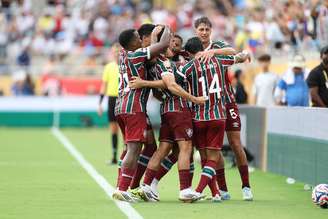 Jogadores do Fluminense comemoram gol contra o Al-Hilal 